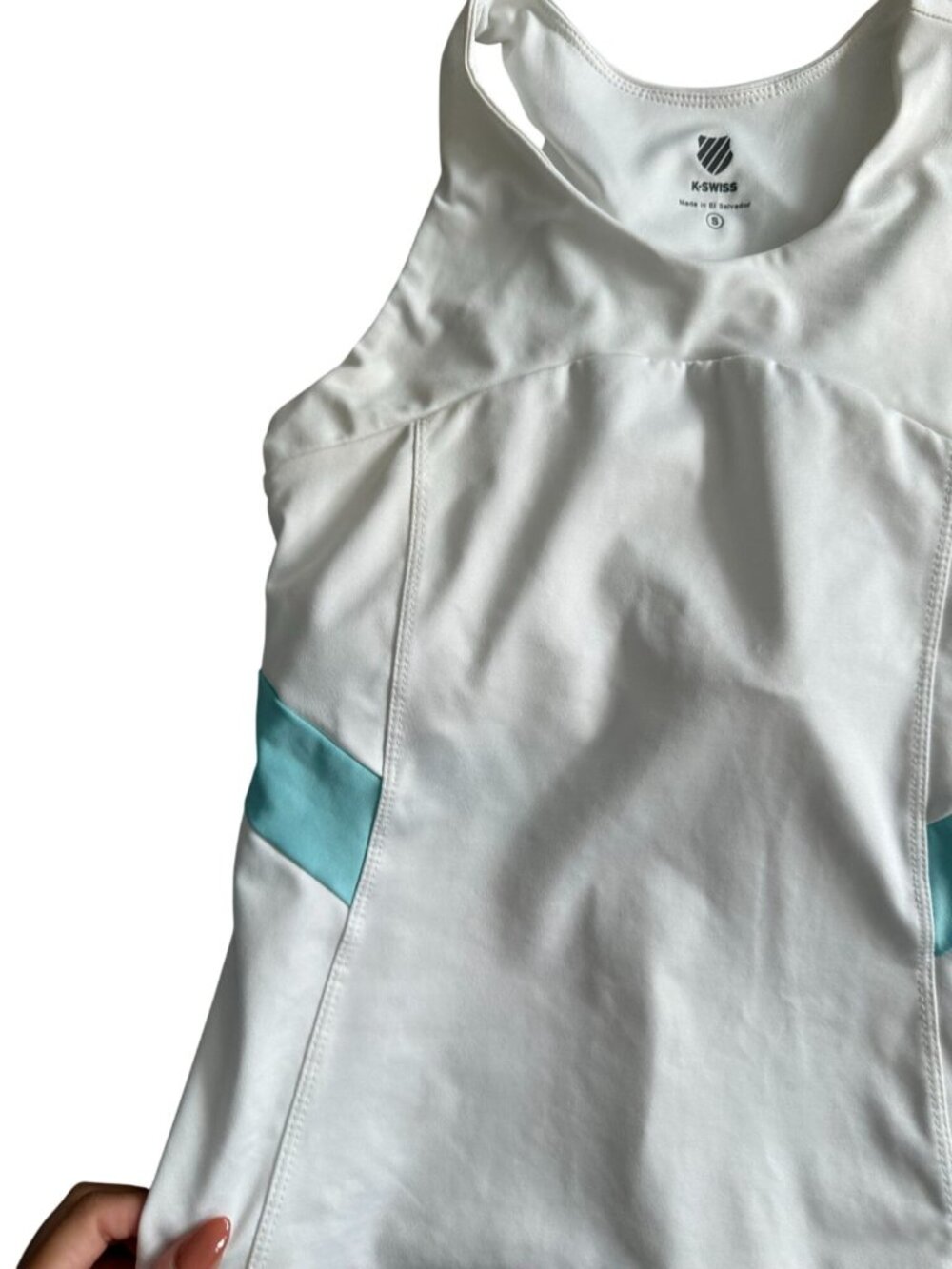 K SWISS Women’s White Blue Workout Tennis Tank Top Size Small - Picture 2 of 6